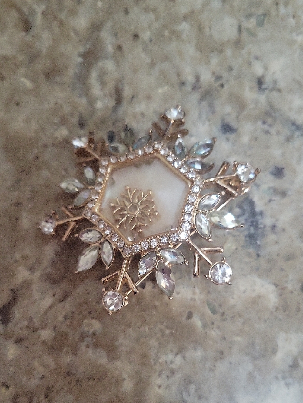 Napier Gold-Tone Snowflake Brooch with Clear Crystals